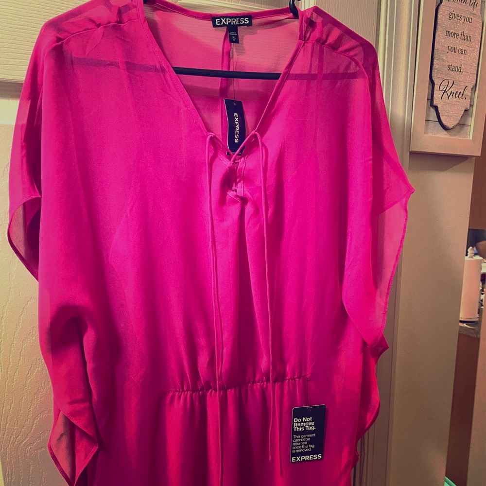 Express fuchsia pink double layered dress NWT